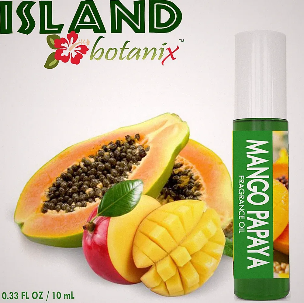 ISLAND BOTANIX Mango Papaya Fragrance Oil Size 0.33oz (10mL) Rollerball Bottle